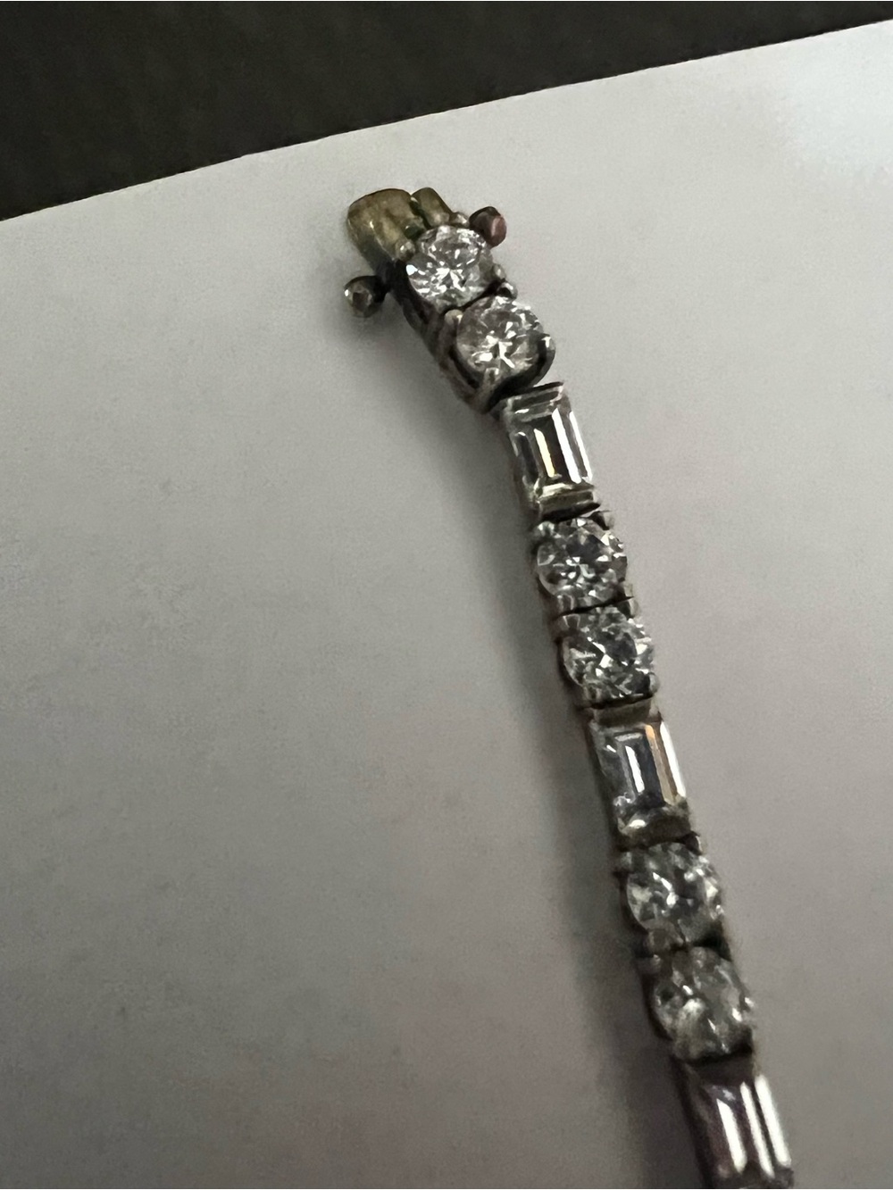 Sterling and CZ  Line Bracelet - Sparkling White Stones vintage.